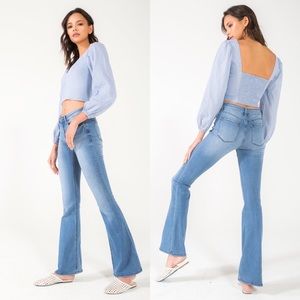 Kancan Kimmy-Noma Mid Rise Bootcut Distressed Jean